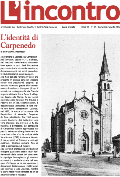 L’incontro N° 31 – 02/08/2026